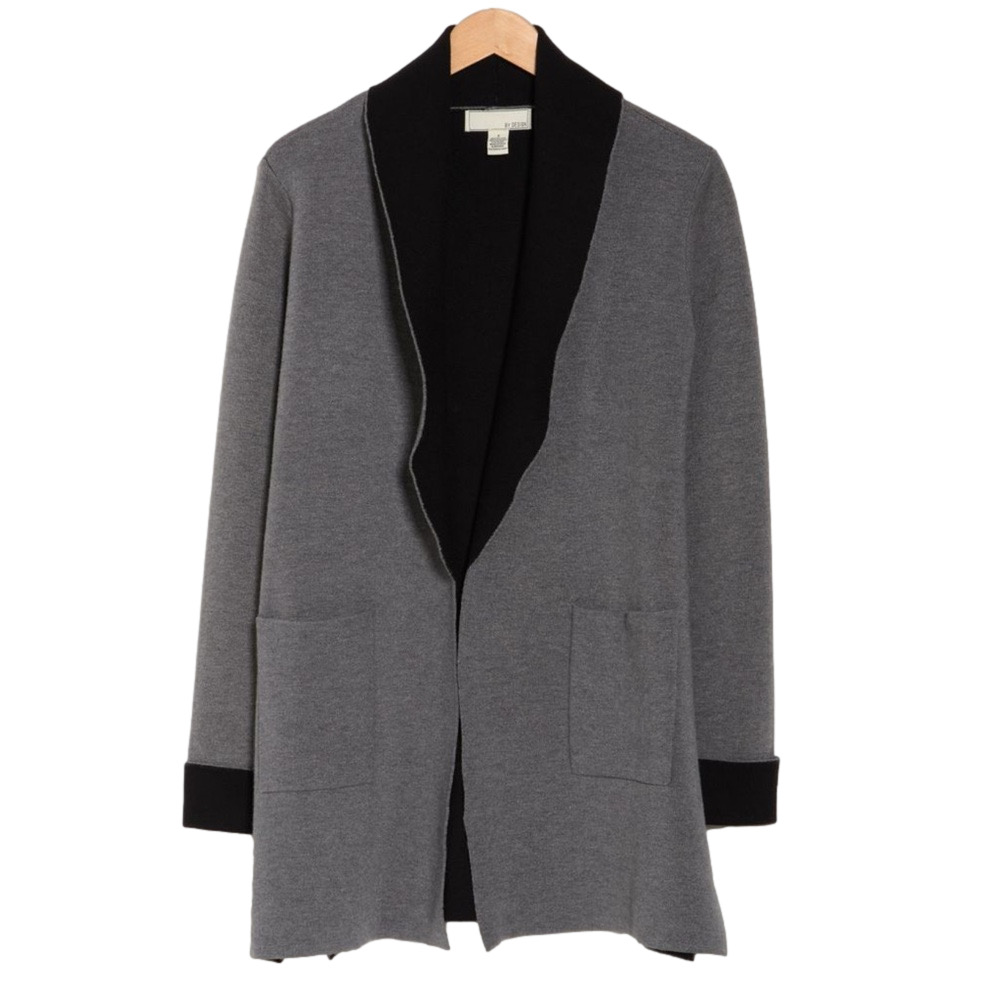 By Design 3X Open Emma Open Front Cardigan Charcoal Heather Grey Black NWT